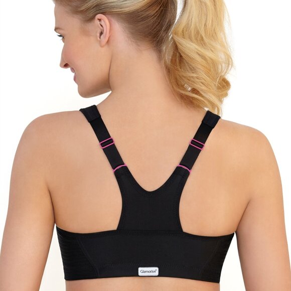 Set of 3! 42B Glamorise SPORT Bra (HIGH-IMPACT) Black (RACERBACK) T-Back Zip NEW - Picture 13 of 16